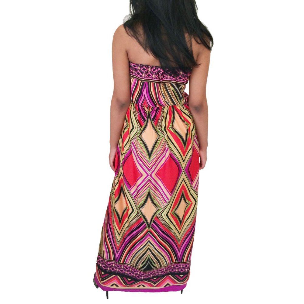 Diamond-Print Strapless Maxi Dress - Size S - Picture 2 of 3